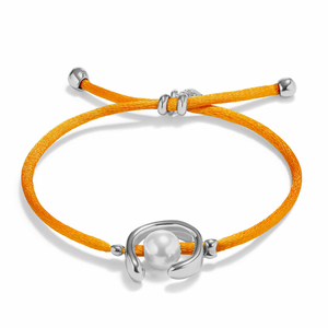 Браслет PUL2505 Оранжевый Серебр. цв.